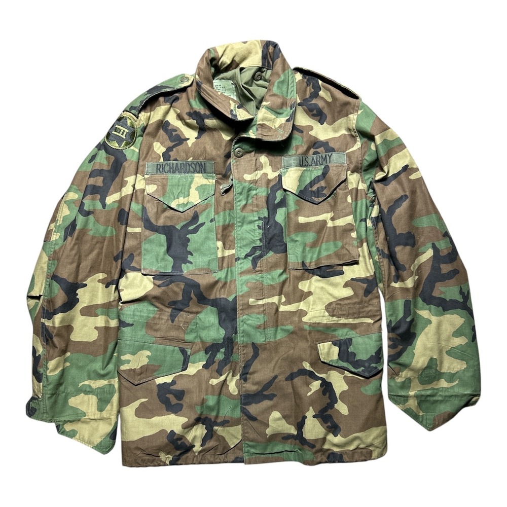 Vintage US Army M-65 Field Jacket Woodland Camo Medium Long So-Sew Styles 1989